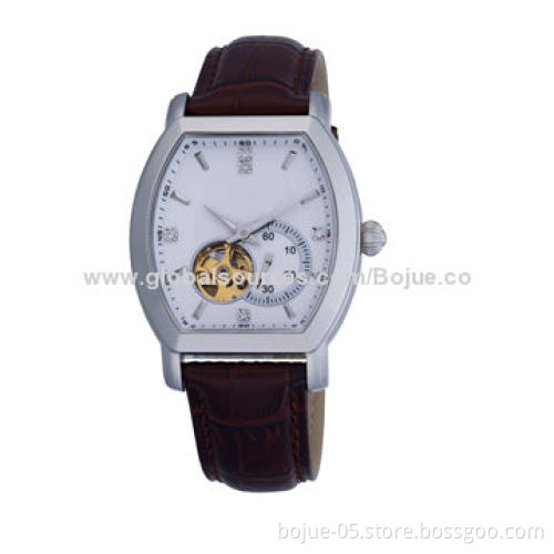 Real Leather Stainless Ladies' Wrist Watch, Automatic, Oval Shaped